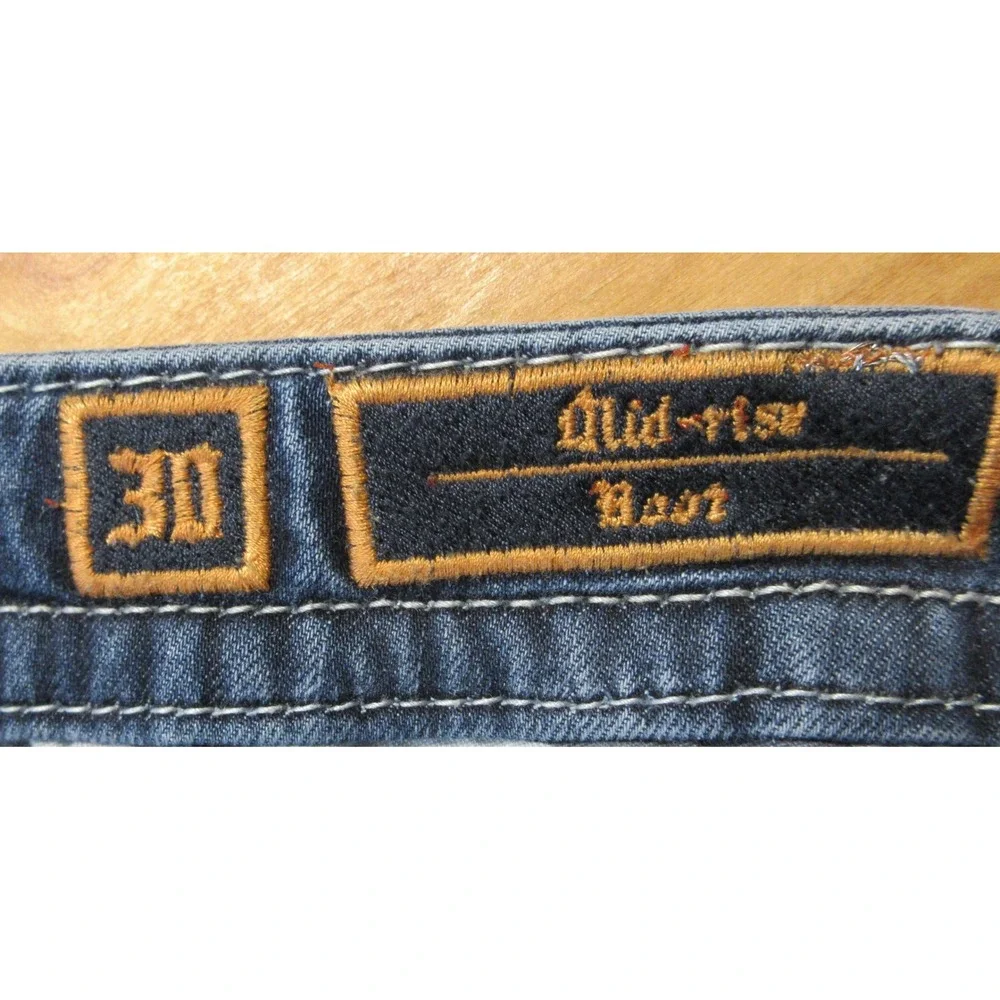 ROCK REVIVAL‎ Nancy Bootcut Jeans Womens 30 Blue Denim Fleur-de-lis Rhinestone
